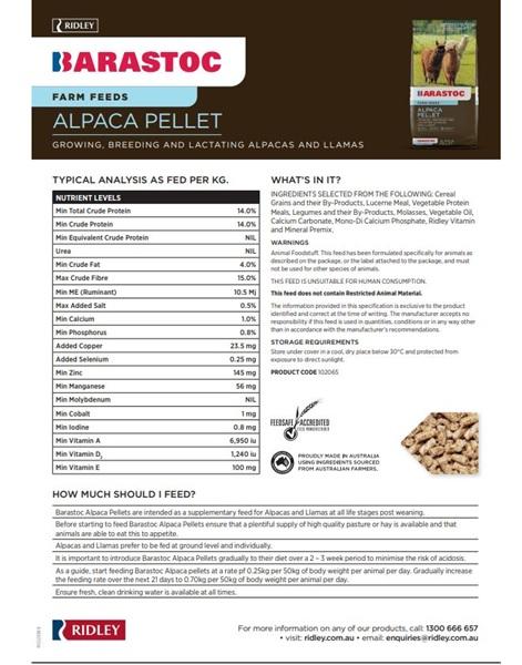 Premium Stockfeeds Alpaca Feed Information