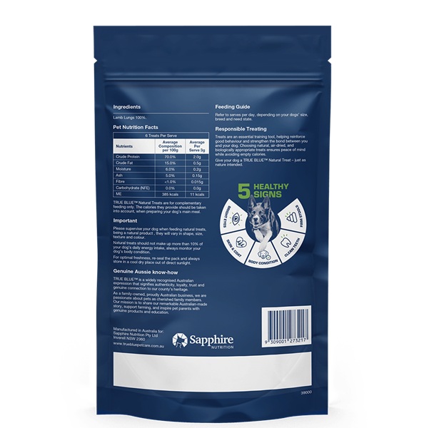 True Blue Aussie Lamb Lungs 50gm - Image 2